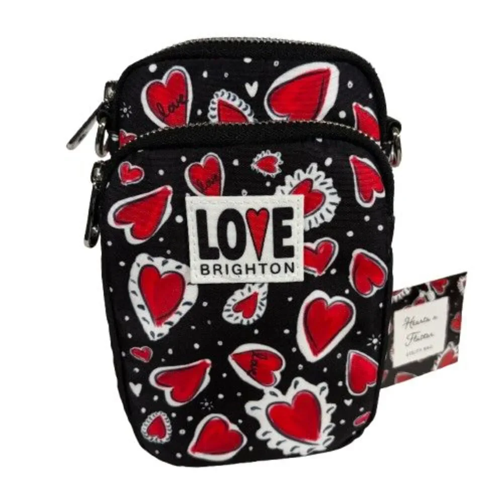 New Brighton Love Hearts A Flutter Utility Crossbody Bag Purse Organizer MRP $88